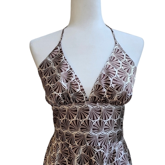 Alyn Paige New York Elegant Day to Night Halter Dress in Cream and Brown, Small - Picture 4 of 13